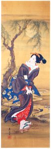 Keisai Eisen – Geisha under the willow in moonlight [from The Exhibition of Keisai Eisen in memory of the 150th anniversary after his death]