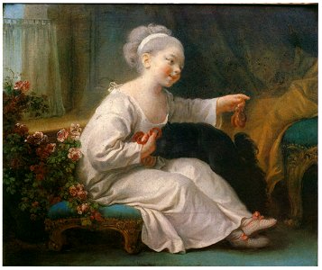 Jean-Honoré Fragonard – THE GIRL WITH THE RING-BISCUITS [from Fragonard]. Free illustration for personal and commercial use.