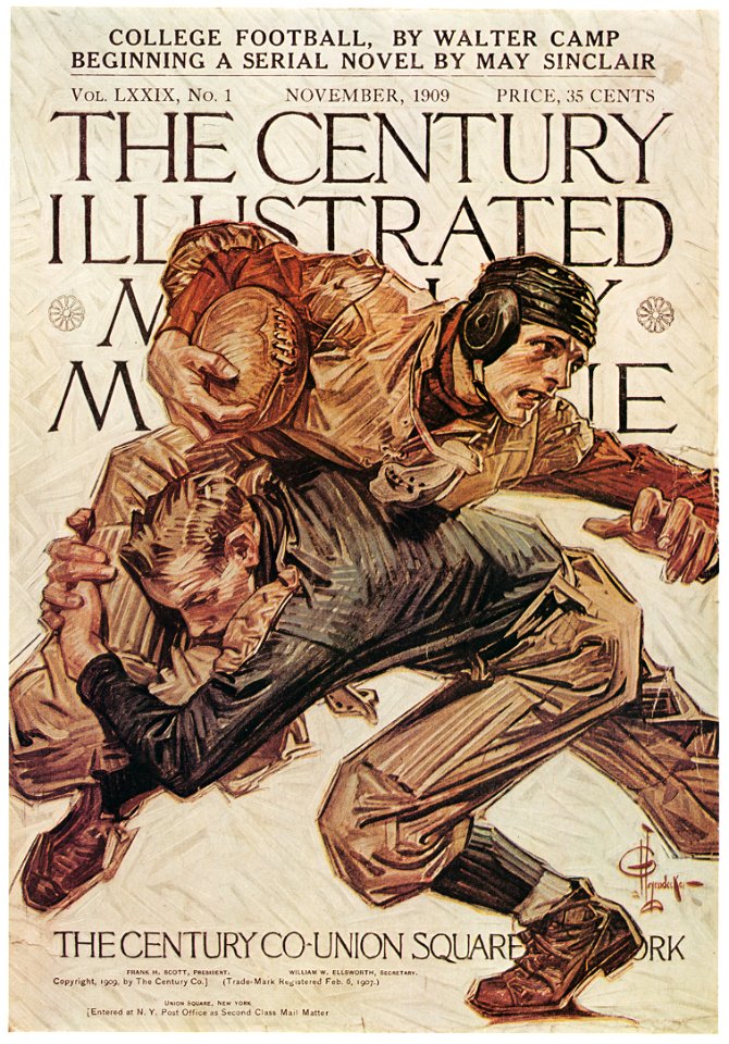 J. C. Leyendecker – “College Football,” Century Illustrated Monthly Magazine cover, November 1909 [from The J. C. Leyendecker Poster Book]