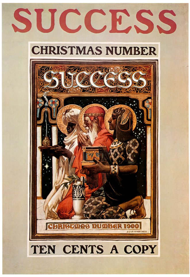 J. C. Leyendecker – Success Magazine cover, Christmas. 1900. [from The J. C. Leyendecker Poster Book]. Free illustration for personal and commercial use.