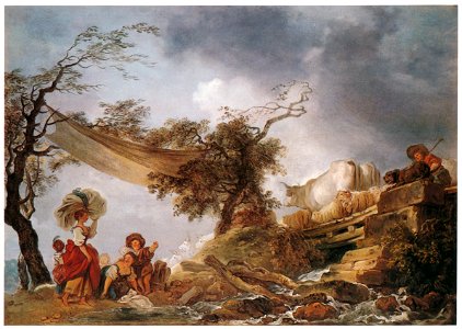 Jean-Honoré Fragonard – THE WOODEN BRIDGE [from Fragonard]. Free illustration for personal and commercial use.