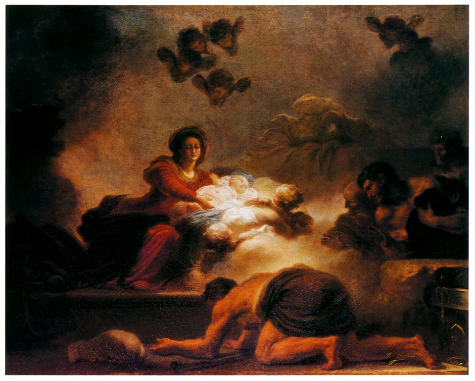 Jean-Honoré Fragonard – THE ADORATION OF THE SHEPHERDS [from Fragonard]. Free illustration for personal and commercial use.
