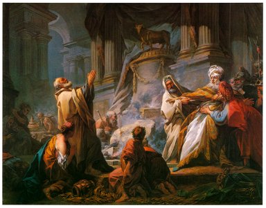 Jean-Honoré Fragonard – JEROBOAM SACRIFICING TO THE GOLDEN CALF [from Fragonard]. Free illustration for personal and commercial use.