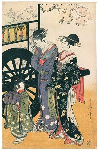 Kitagawa Utamaro – Parody of an Imperial Carriage Scene [Right] [from Ukiyo-e shuka. Museum of Fine Arts, Boston III]. Free illustration for personal and commercial use.