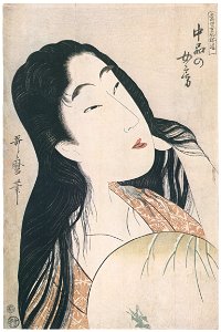 Kitagawa Utamaro – A Wife of the Middle Rank, from the series A Guide to Women’s Contemporary Styles [from Ukiyo-e shuka. Museum of Fine Arts, Boston III]. Free illustration for personal and commercial use.