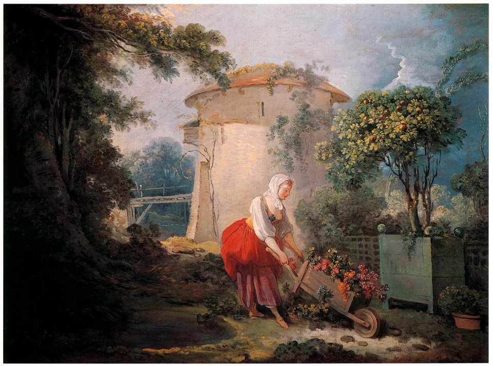 Jean-Honoré Fragonard – THE ROSE CART [from Fragonard]. Free illustration for personal and commercial use.