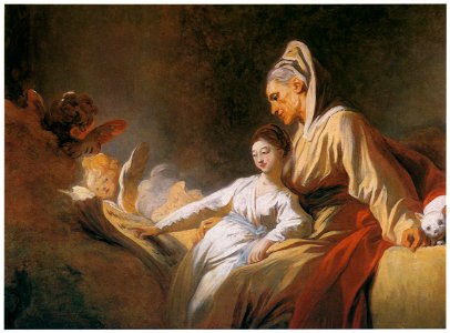 Jean-Honoré Fragonard – EDUCATION OF THE VIRGIN [from Fragonard]. Free illustration for personal and commercial use.