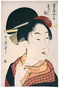 Kitagawa Utamaro – The Face of Osan, Wife of Mohei [from Ukiyo-e shuka. Museum of Fine Arts, Boston III]. Free illustration for personal and commercial use.