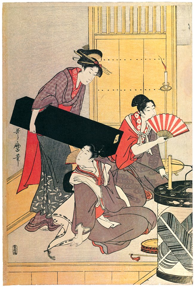 Kitagawa Utamaro – Niwaka Festival Performers in a Yoshiwara Teahouse [Left] [from Ukiyo-e shuka. Museum of Fine Arts, Boston III]