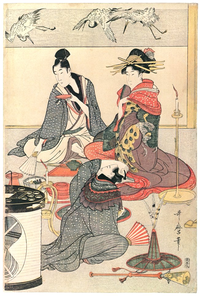 Kitagawa Utamaro – Niwaka Festival Performers in a Yoshiwara Teahouse [Center] [from Ukiyo-e shuka. Museum of Fine Arts, Boston III]