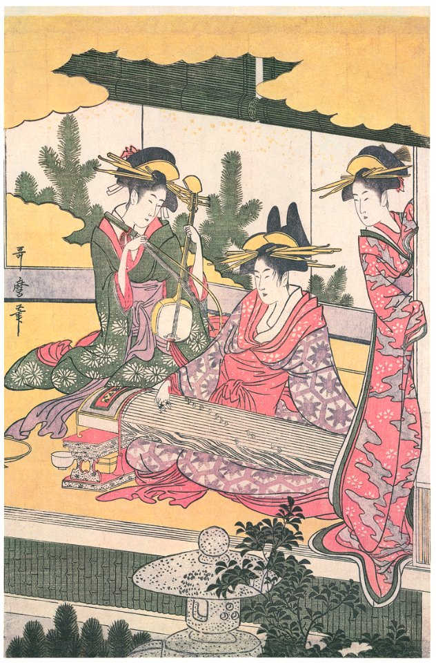 Kitagawa Utamaro – A Modern Version of the Concert of Ushiwakamaru and Jôruri-hime (Right) [from Ukiyo-e shuka. Museum of Fine Arts, Boston III]
