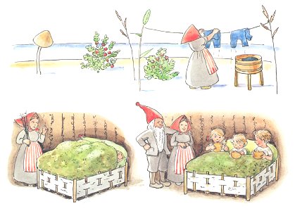 Elsa Beskow – Plate 16 [from The Children of Hat Cottage]. Free illustration for personal and commercial use.