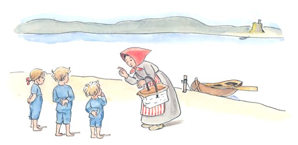 Elsa Beskow – Plate 3 [from The Children of Hat Cottage]. Free illustration for personal and commercial use.