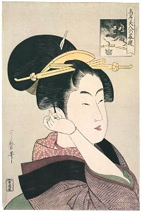 Kitagawa Utamaro – Tatsumi Rokô, from the series Renowned Beauties Likened to the Six Immortal Poets [from Ukiyo-e shuka. Museum of Fine Arts, Boston III]. Free illustration for personal and commercial use.