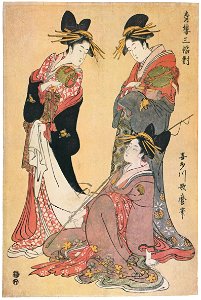 Kitagawa Utamaro – A Yoshiwara Triptych [from Ukiyo-e shuka. Museum of Fine Arts, Boston III]. Free illustration for personal and commercial use.