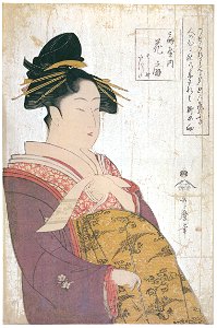 Kitagawa Utamaro – Hanaôgi of the Ôgiya, kamuro Yoshino and Tatsuta [from Ukiyo-e shuka. Museum of Fine Arts, Boston III]. Free illustration for personal and commercial use.