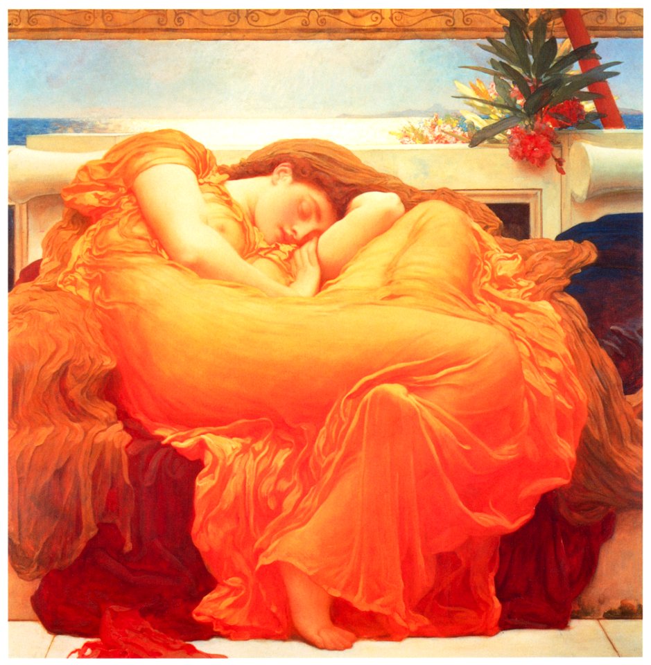 Frederic Leighton – Flaming June [from Frederick Lord Leighton]. Free illustration for personal and commercial use.