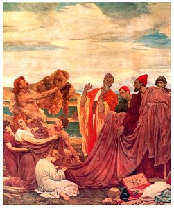 Frederic Leighton – Phoenicians Bartering with Ancient Britons [from Frederick Lord Leighton]. Free illustration for personal and commercial use.