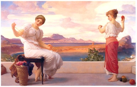 Frederic Leighton – Winding the Skein [from Frederick Lord Leighton]. Free illustration for personal and commercial use.
