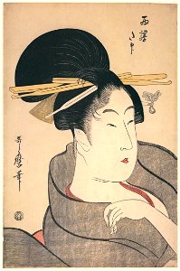 Kitagawa Utamaro – Ta Sign of the Western Station [from Ukiyo-e shuka. Museum of Fine Arts, Boston III]. Free illustration for personal and commercial use.