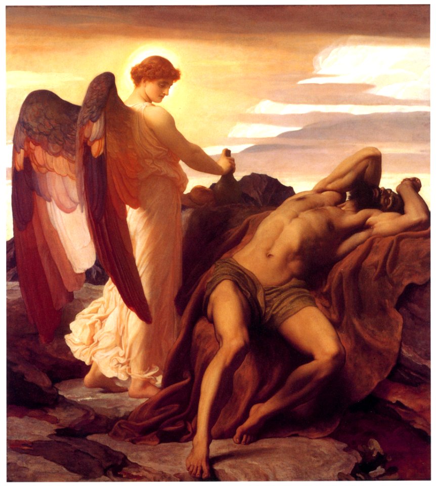 Frederic Leighton – Elijah in the Wilderness [from Frederick Lord Leighton]. Free illustration for personal and commercial use.