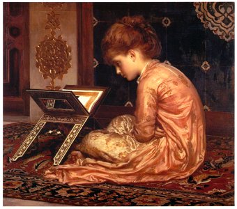 Frederic Leighton – Study at a Reading Desk [from Frederick Lord Leighton]. Free illustration for personal and commercial use.