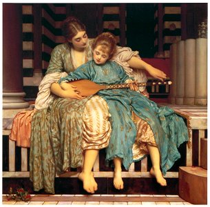 Frederic Leighton – Music Lesson [from Frederick Lord Leighton]. Free illustration for personal and commercial use.