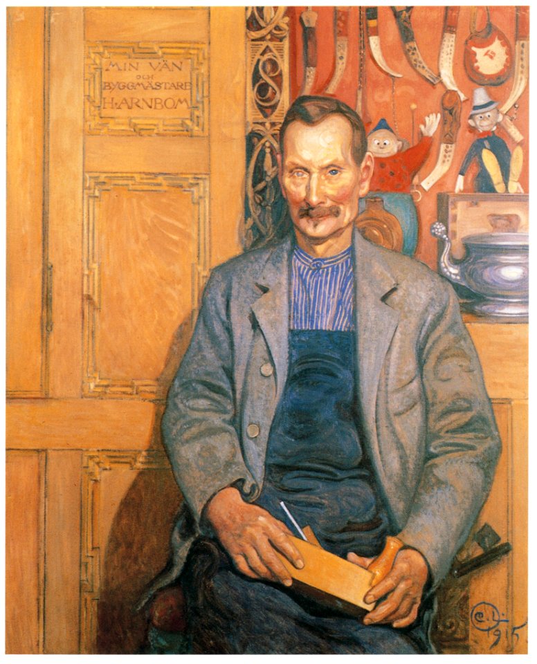 Carl Larsson – The Carpenter Hans Arnbom [from The Painter of Swedish Life: Carl Larsson]. Free illustration for personal and commercial use.