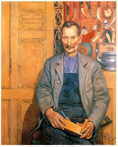 Carl Larsson – The Carpenter Hans Arnbom [from The Painter of Swedish Life: Carl Larsson]. Free illustration for personal and commercial use.