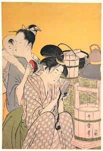 Kitagawa Utamaro – Kitchen Scene [Left] [from Ukiyo-e shuka. Museum of Fine Arts, Boston III]. Free illustration for personal and commercial use.