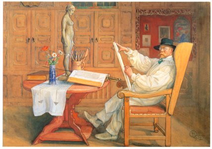 Carl Larsson – Self-Portrait [from The Painter of Swedish Life: Carl Larsson]. Free illustration for personal and commercial use.