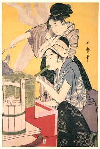 Kitagawa Utamaro – Kitchen Scene [Right] [from Ukiyo-e shuka. Museum of Fine Arts, Boston III]. Free illustration for personal and commercial use.