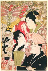 Kitagawa Utamaro – The Geisha Ogie Matsuzô, Mine, and Ito [from Ukiyo-e shuka. Museum of Fine Arts, Boston III]