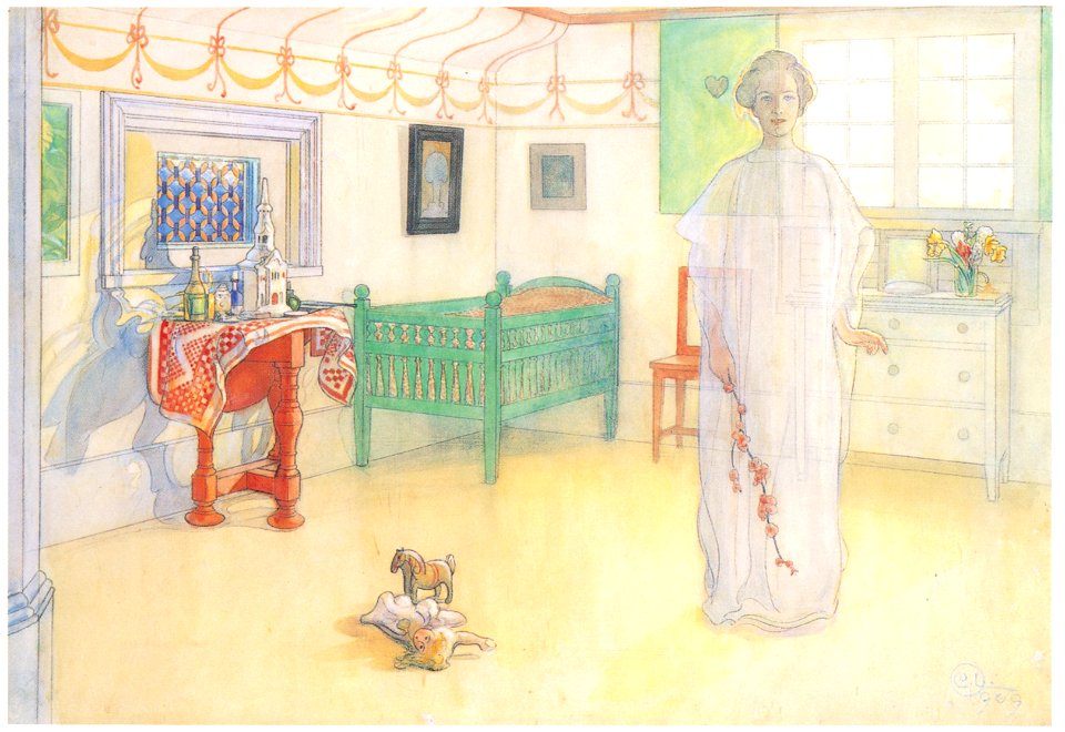 Carl Larsson – The Good Angel of the Home [from The Painter of Swedish Life: Carl Larsson]. Free illustration for personal and commercial use.