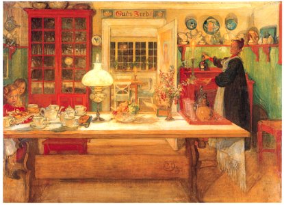 Carl Larsson – Getting Ready for a Game [from The Painter of Swedish Life: Carl Larsson]. Free illustration for personal and commercial use.