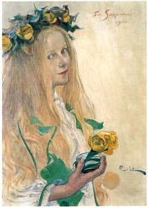Carl Larsson – Suzanne [from The Painter of Swedish Life: Carl Larsson]. Free illustration for personal and commercial use.