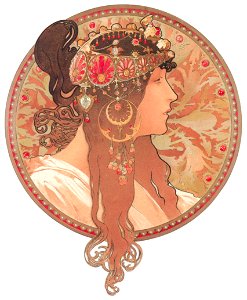 Alphonse Mucha – TETES BYZANTINES: BRUNETTE [from Alphonse Mucha: The Ivan Lendl collection]
