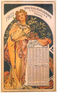 Alphonse Mucha – GRAND BAZAR TOURS / CALENDER 1902 [from Alphonse Mucha: The Ivan Lendl collection]