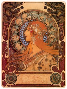 Alphonse Mucha – ZODIAQUE [from Alphonse Mucha: The Ivan Lendl collection]. Free illustration for personal and commercial use.