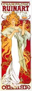 Alphonse Mucha – CHAMPAGNE RUINART [from Alphonse Mucha: The Ivan Lendl collection]. Free illustration for personal and commercial use.