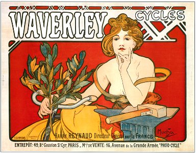 Alphonse Mucha – WAVERLEY CYCLES [from Alphonse Mucha: The Ivan Lendl collection]. Free illustration for personal and commercial use.