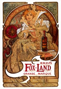 Alphonse Mucha – FOX-LAND RUM [from Alphonse Mucha: The Ivan Lendl collection]. Free illustration for personal and commercial use.