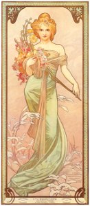 Alphonse Mucha – LES SAISONS: LE PRINTEMPS [from Alphonse Mucha: The Ivan Lendl collection]. Free illustration for personal and commercial use.