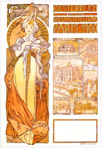 Alphonse Mucha – PARIS 1900 [from Alphonse Mucha: The Ivan Lendl collection]. Free illustration for personal and commercial use.