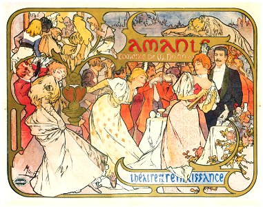 Alphonse Mucha – AMANTS [from Alphonse Mucha: The Ivan Lendl collection]. Free illustration for personal and commercial use.