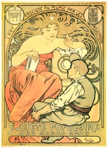 Alphonse Mucha – SOCIETE POPULAIRE DES BEAUX – ARTS [from Alphonse Mucha: The Ivan Lendl collection]. Free illustration for personal and commercial use.