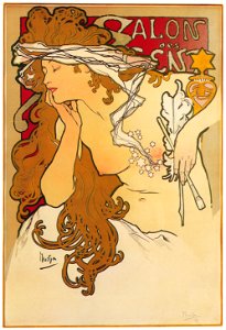 Alphonse Mucha – SALON DES CENT [from Alphonse Mucha: The Ivan Lendl collection]. Free illustration for personal and commercial use.