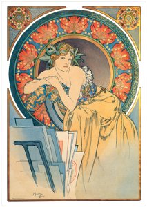 Alphonse Mucha – WOMAN WITH POPPIES [from Alphonse Mucha: The Ivan Lendl collection]. Free illustration for personal and commercial use.
