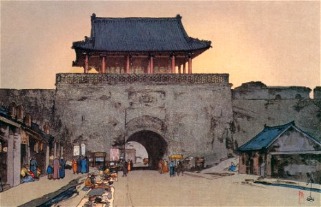Yoshida Hiroshi – The Great South Gate in Fengtian [from Fukuoka Art Museum]. Free illustration for personal and commercial use.