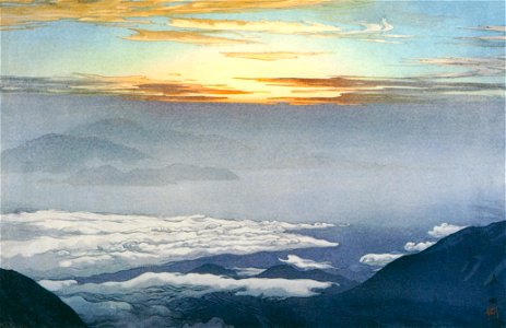 Yoshida Hiroshi – Sea of Clouds at Mt. Houozan [from Fukuoka Art Museum]. Free illustration for personal and commercial use.